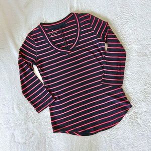 banana republic striped 3/4 sleeve tee